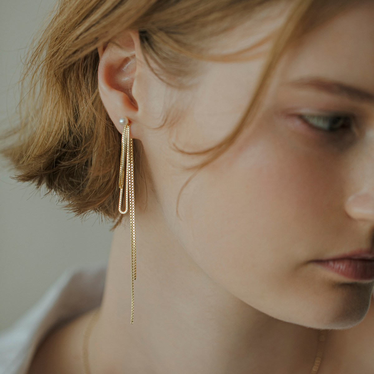 ゴールドチェーンリンクピアス link】リボンチェーンピアス gold – h..Online Store