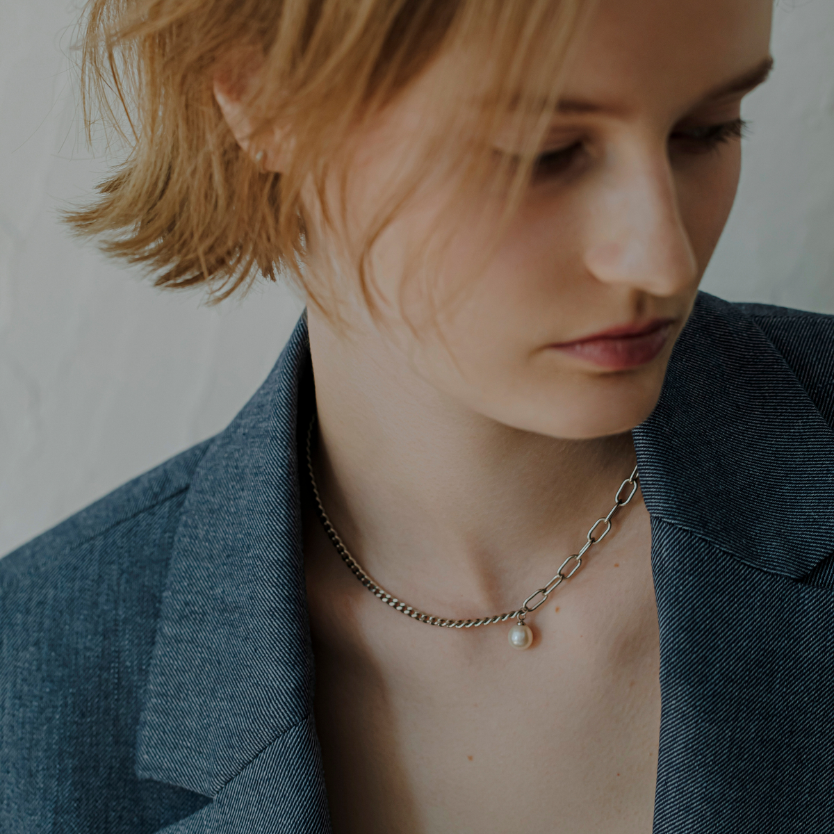 link】アシンメトリーチェーンチョーカーネックレス silver – h link】アシンメトリーチェーンチョーカーネックレス silver – h