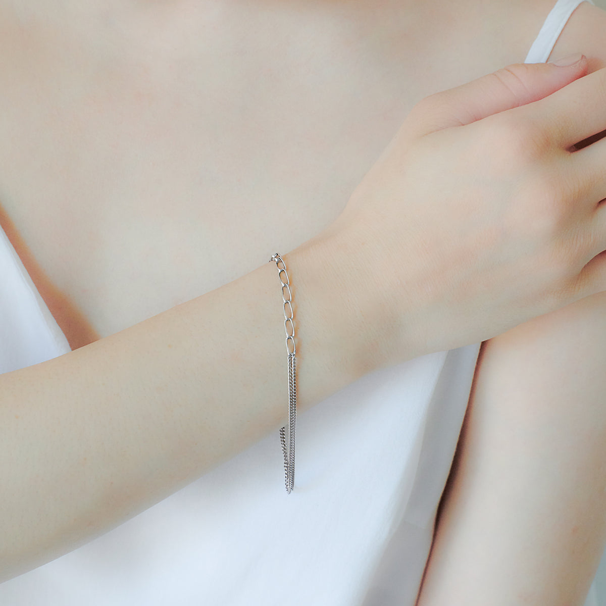 link】アシンメトリーチェーンブレスレット silver – h..Online Store