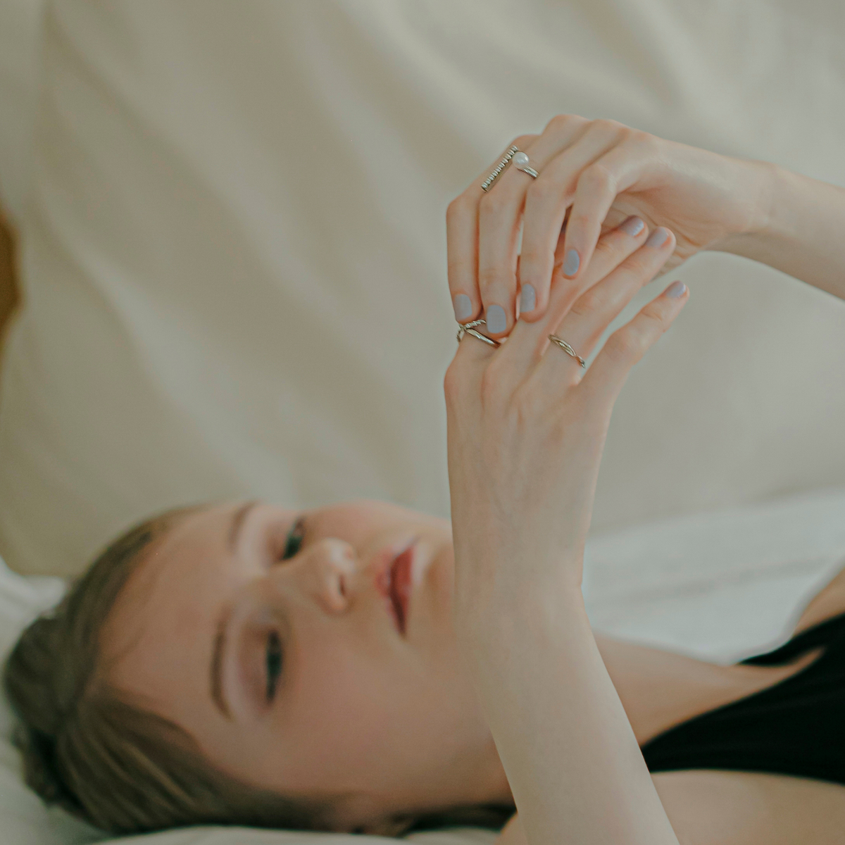 heurese] 3WAY Rough Wave Ear Cuff & Pinky Ring Silver – h