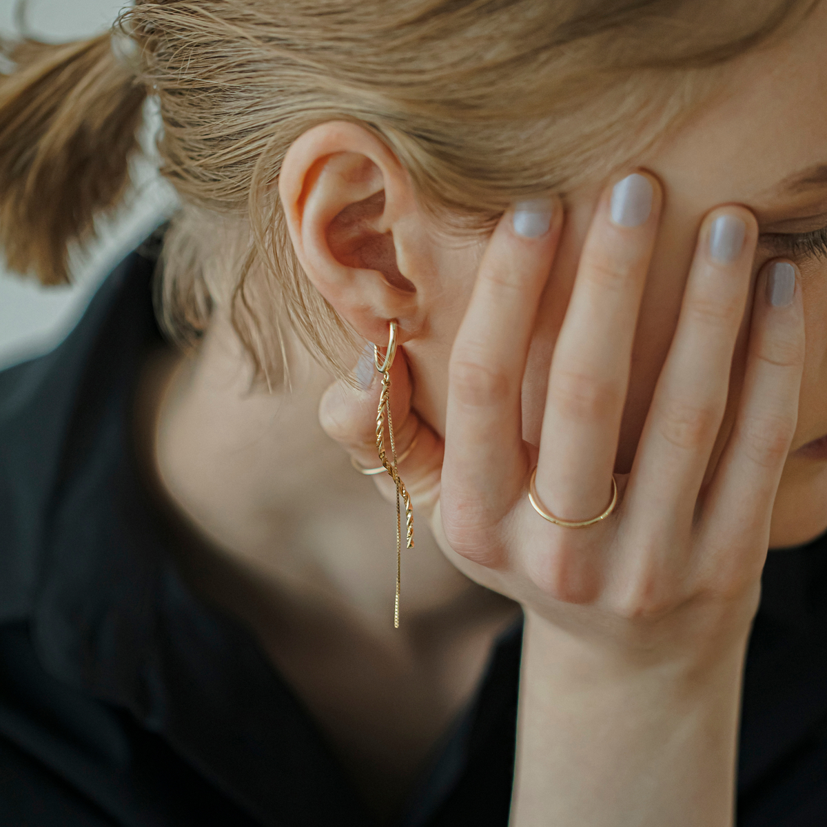 twist】ウェーブバー＆チェーンピアス gold – h..Online Store