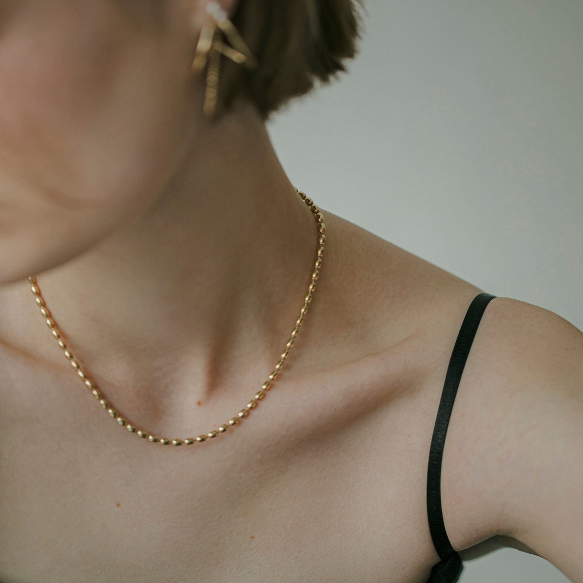 CH collection】オーバルボールチェーンネックレス gold – h CH collection】オーバルボールチェーンネックレス gold – h