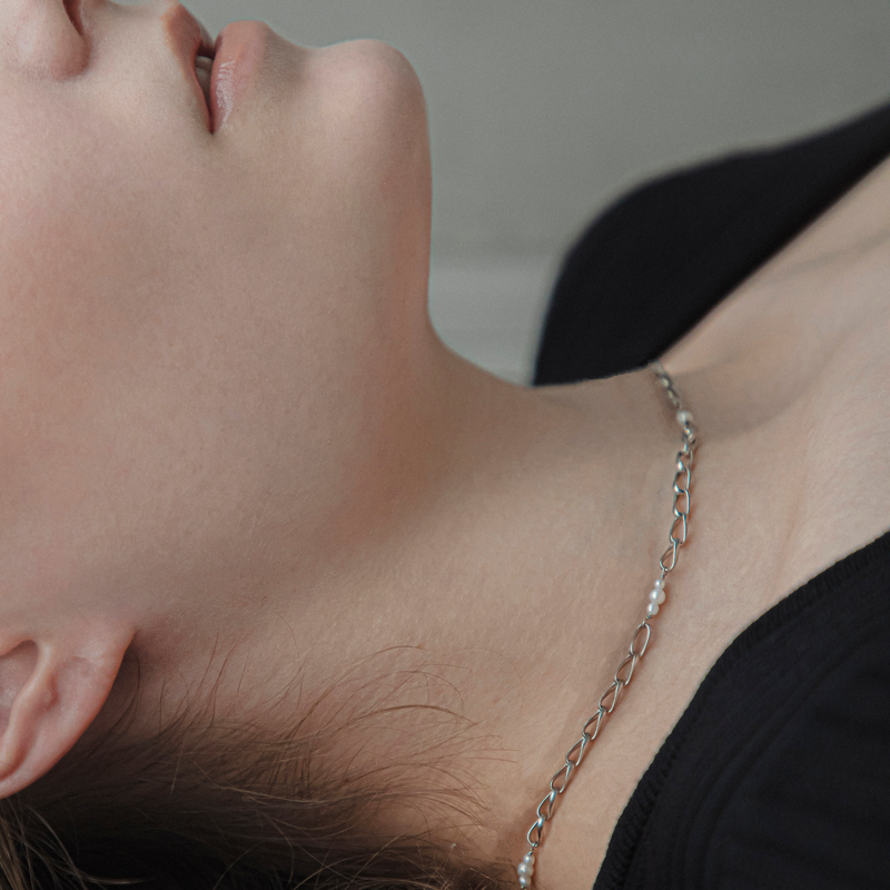 【anchor】ステーションパールチョーカー silver