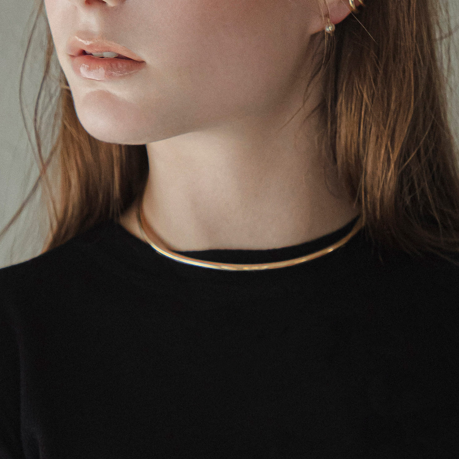 【anchor】スムースネックカフ3.0mm gold