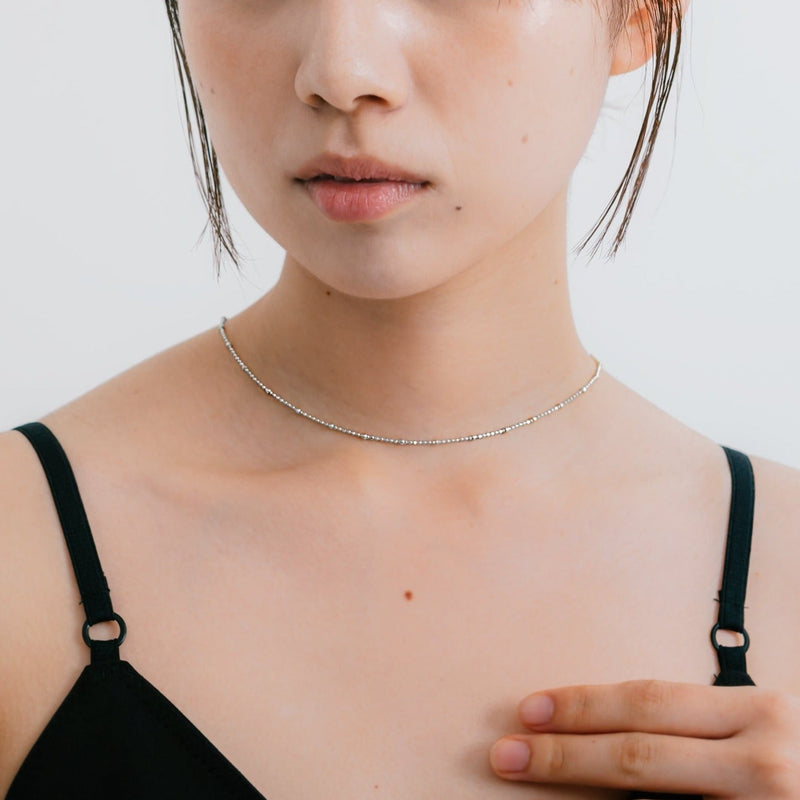 [CH collection] Station cut ball chain necklace silver