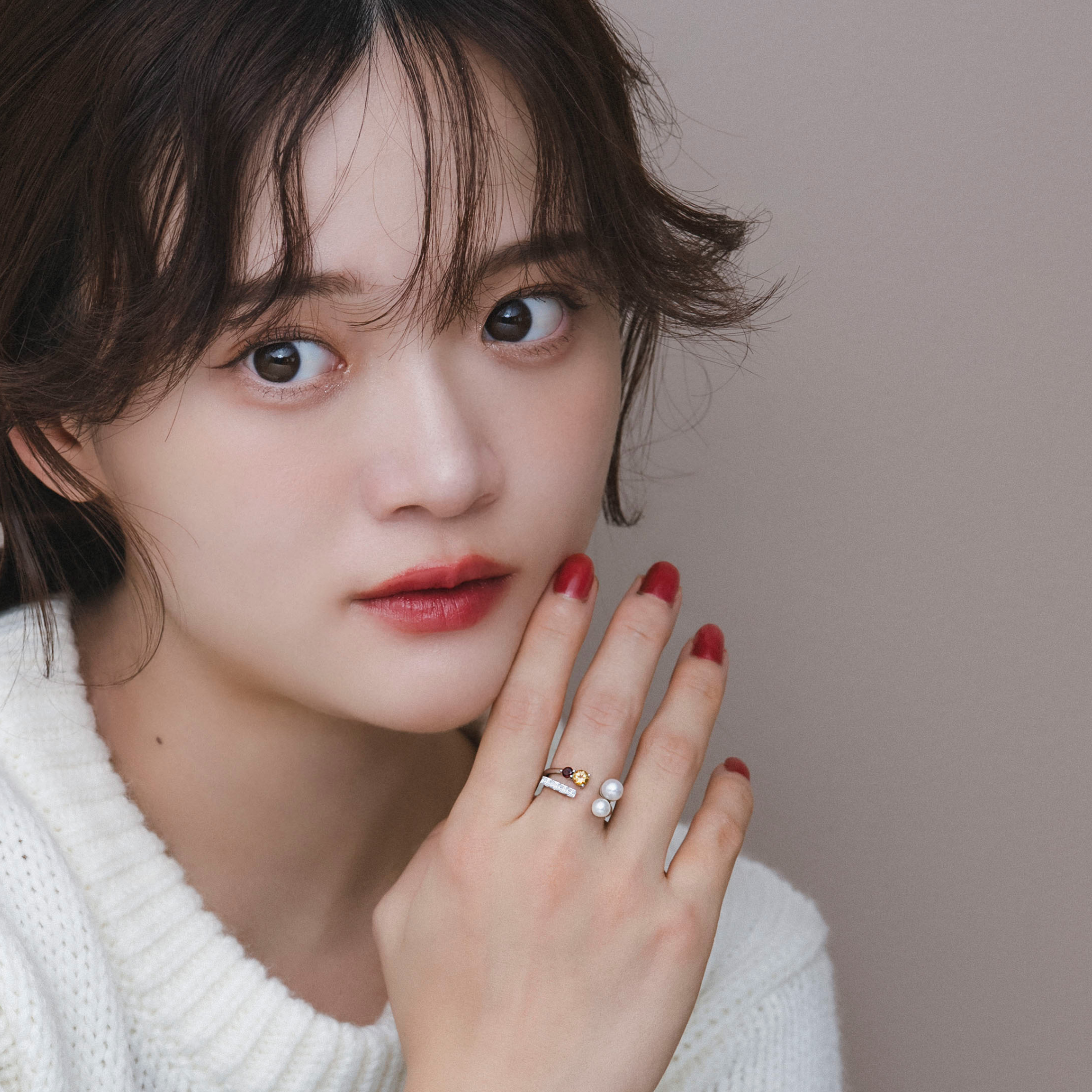 【Karin Takubo × h..】カラーストーンメランジュリング silver