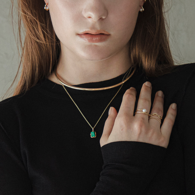 【anchor】スムースネックカフ3.0mm gold