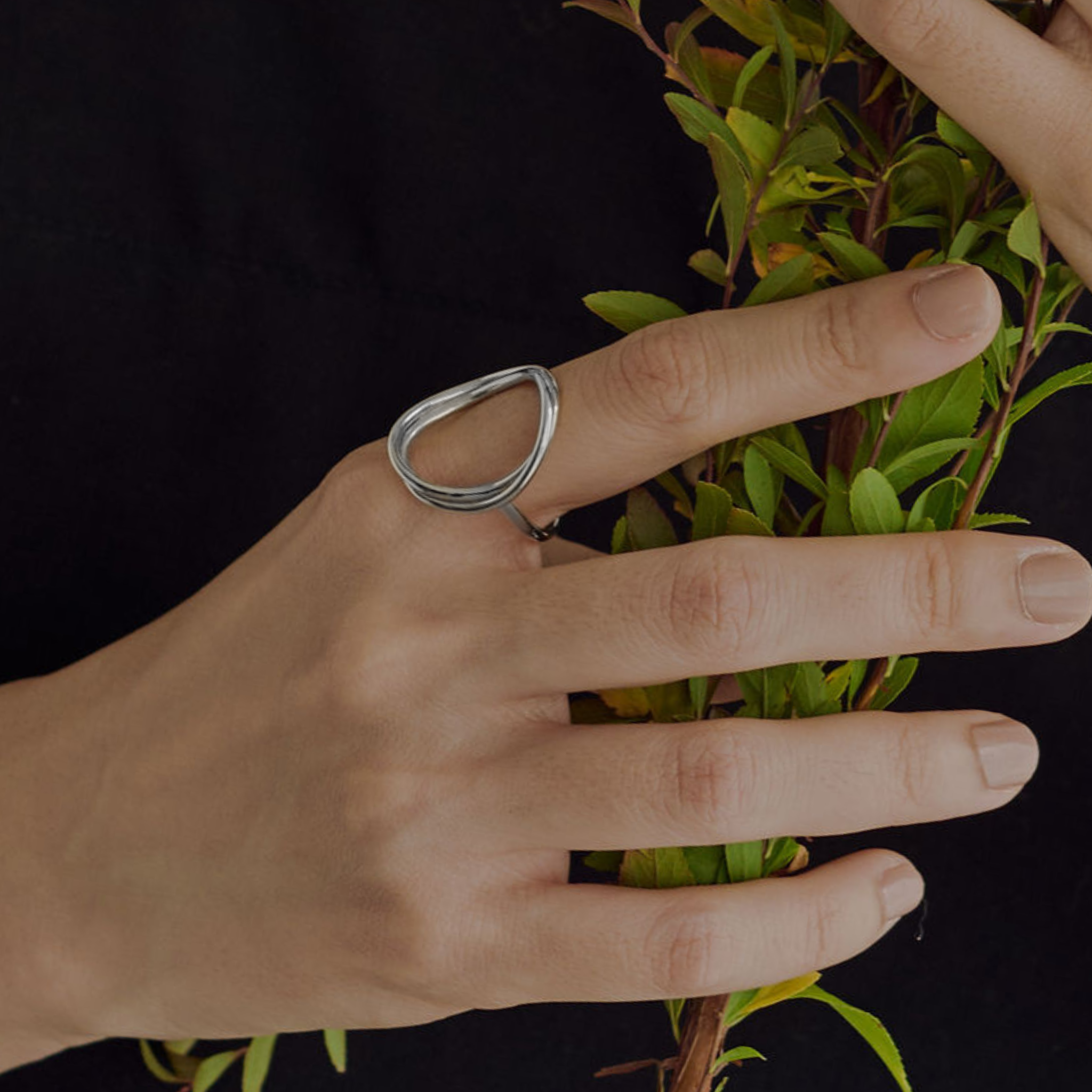 【harbinger】オーバルダブルラインリング silver