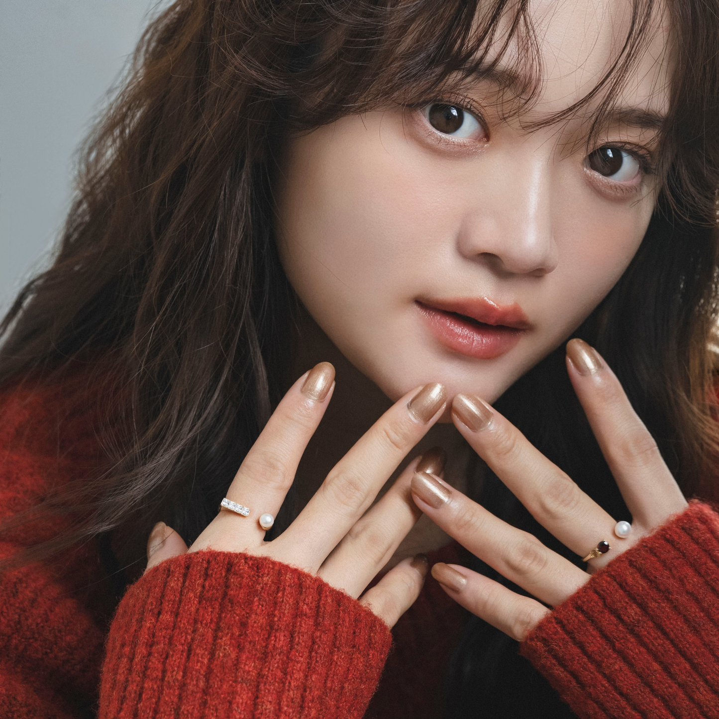 【Karin Takubo × h..】スクエアストーンメランジュリング gold