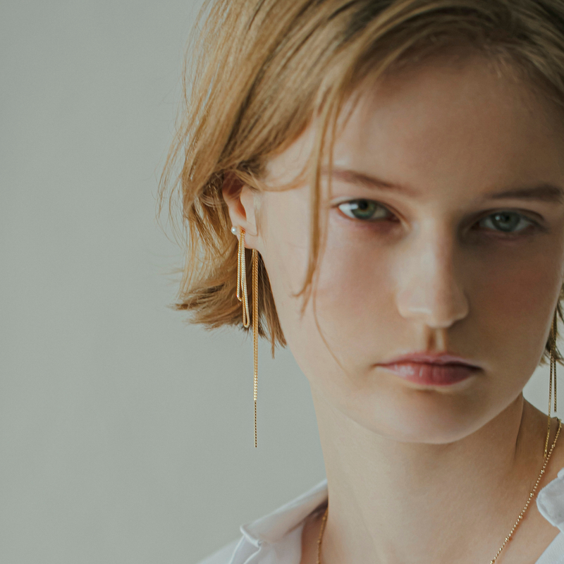 【link】リボンチェーンピアス gold