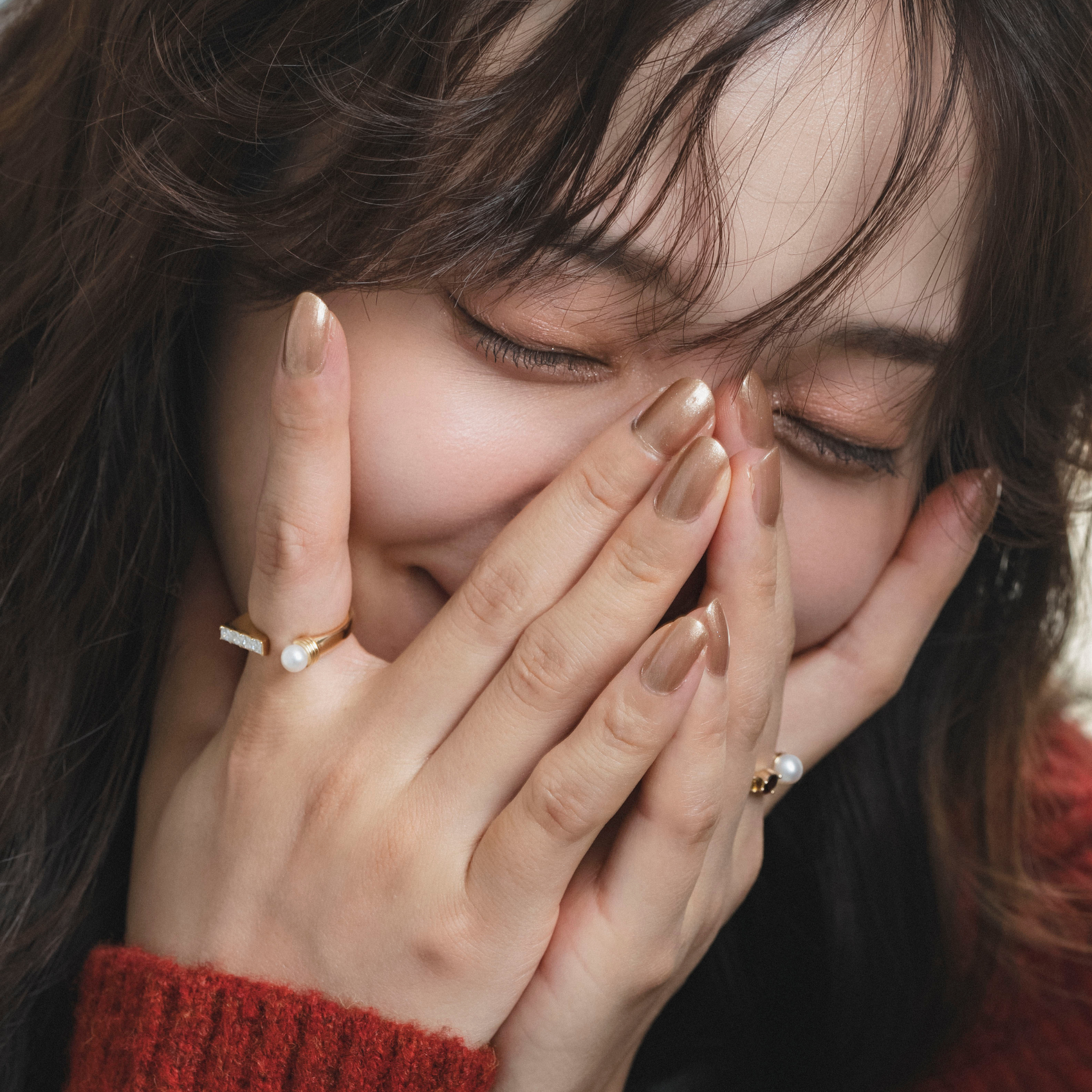 【Karin Takubo × h..】スクエアストーンメランジュリング gold