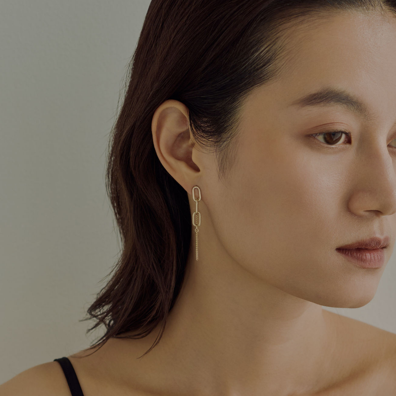 [link] Clip chain earrings gold