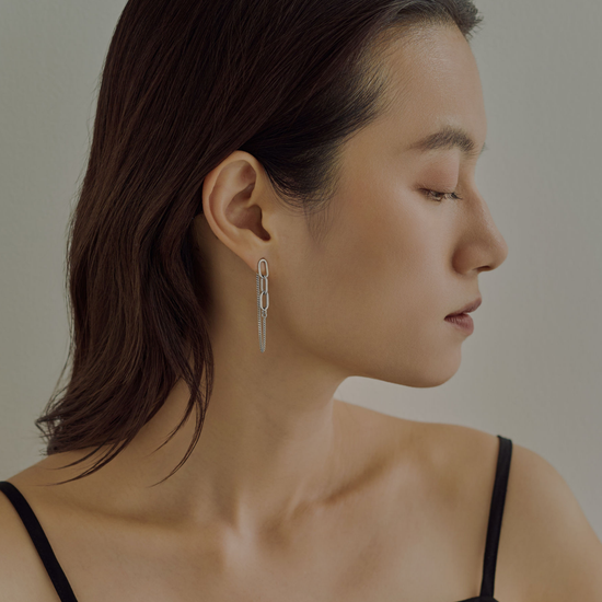 【link】クリップチェーンピアス silver