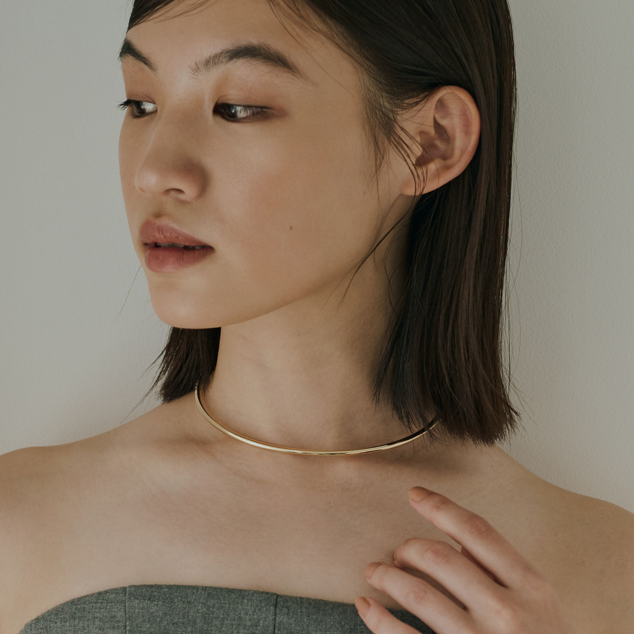 【anchor】スムースネックカフ3.0mm gold