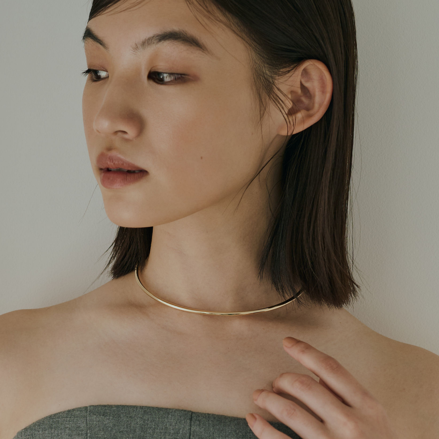 【anchor】スムースネックカフ3.0mm gold