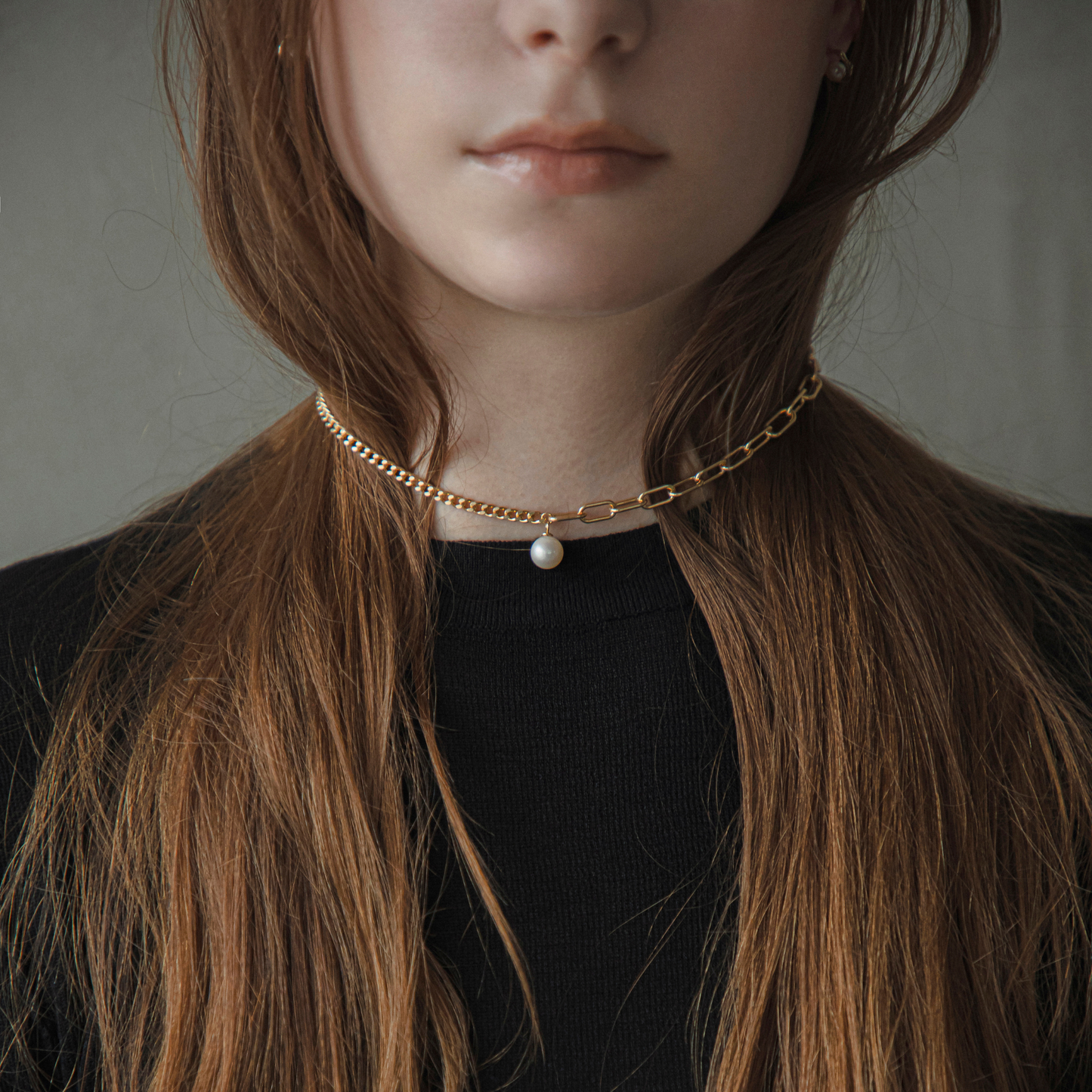 link] Asymmetrical chain choker necklace gold – h..Online Store