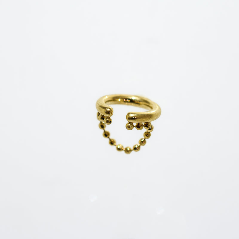 [link] Cut ball chain mini ear cuff gold