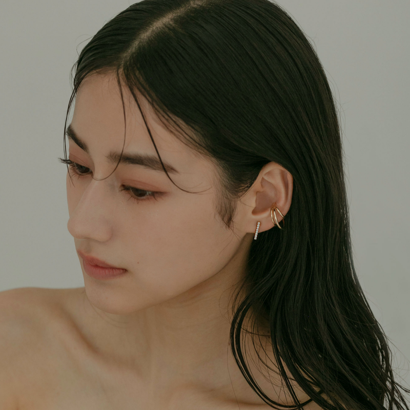 [heaven] Trio Line Ear Cuff Gold