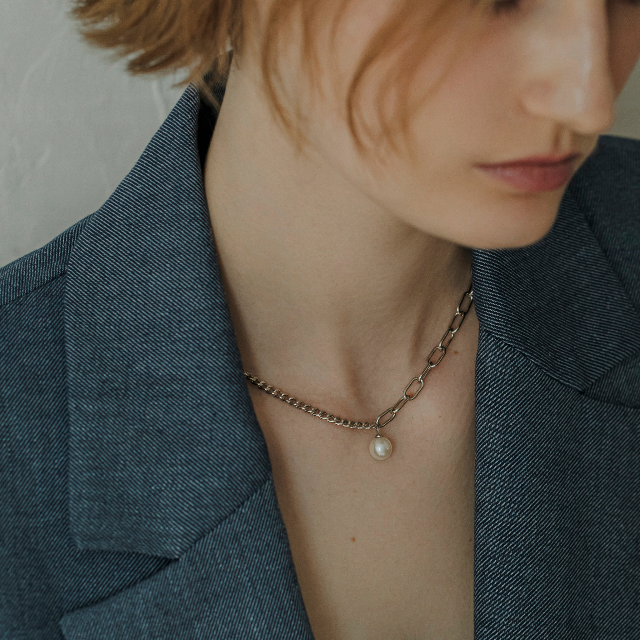 link】アシンメトリーチェーンチョーカーネックレス silver – h link】アシンメトリーチェーンチョーカーネックレス silver – h