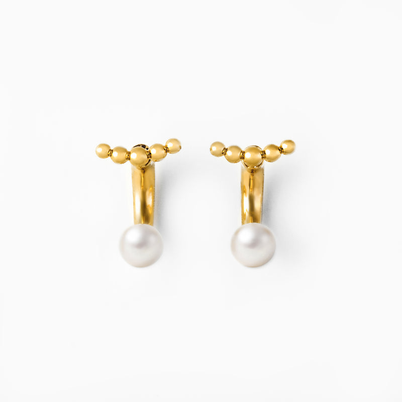 【bubble】バブル＆パールキャッチピアス gold