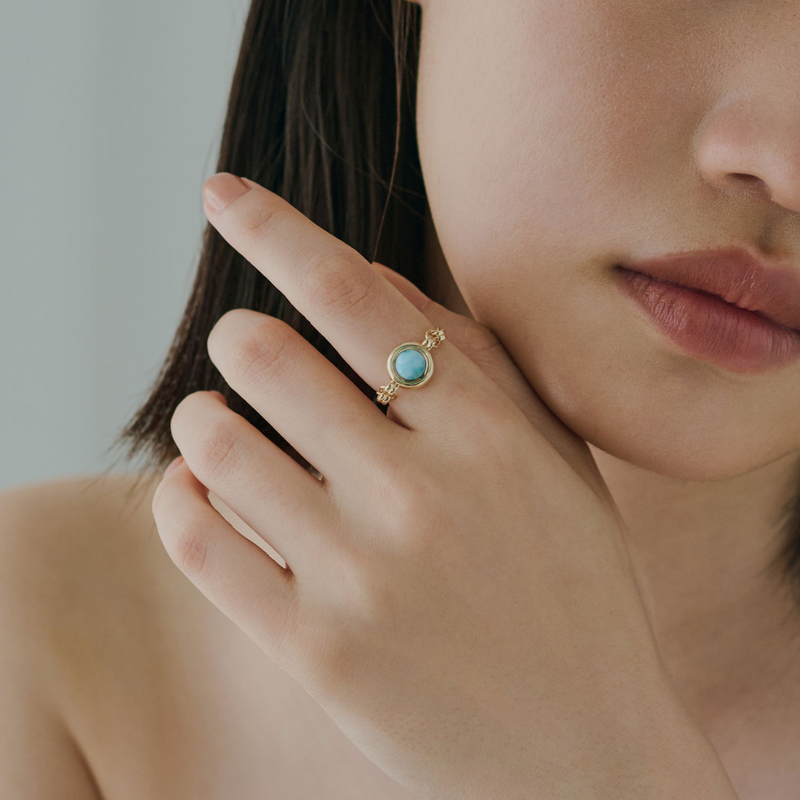 [Birthstone] [fav] Stone &amp; Pearl Ear Cuff Gold