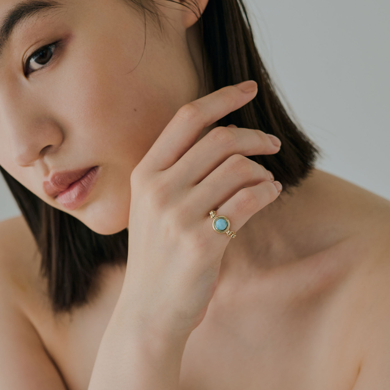 [Birthstone] [fav] Stone &amp; Pearl Ear Cuff Gold