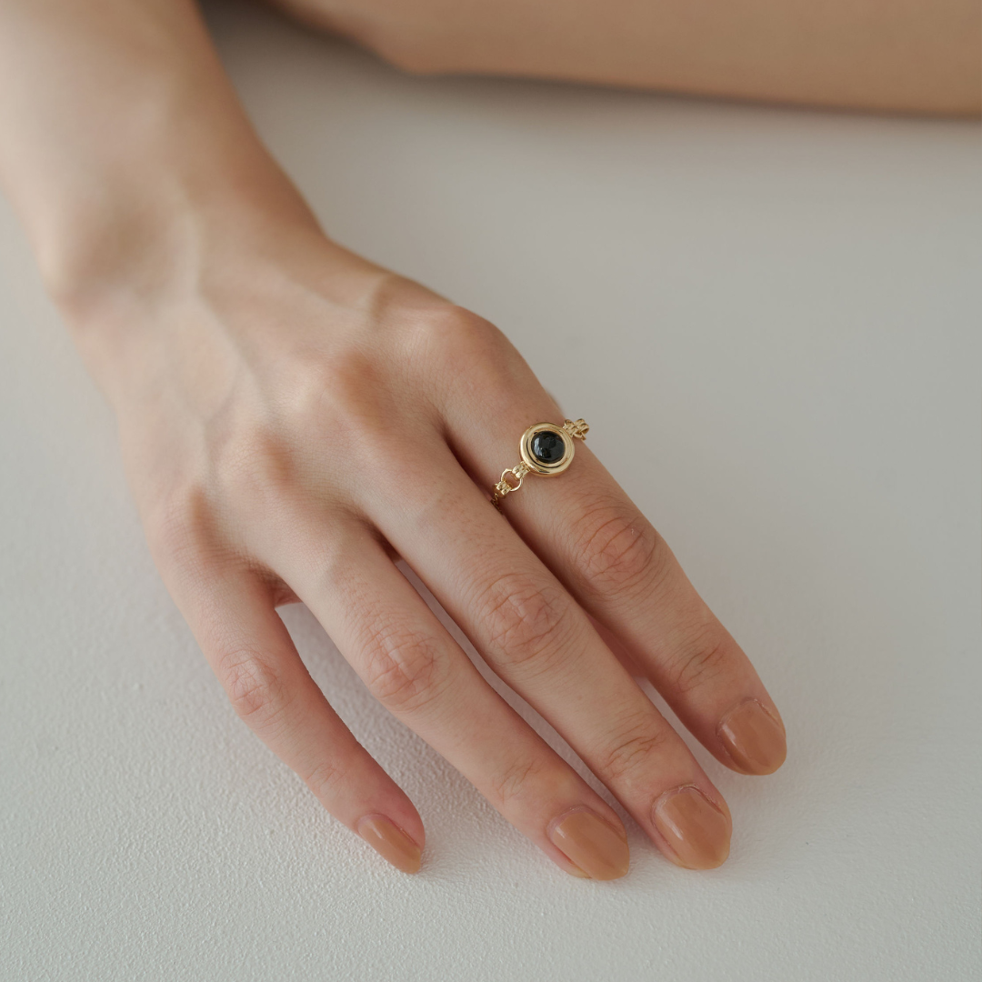 【glint】天然石チェーンフリーサイズリングφ6.0㎜ gold