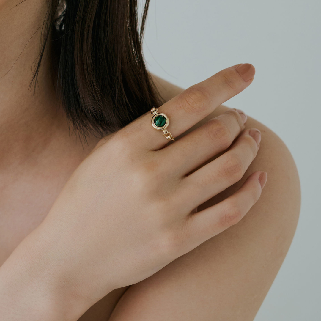 【glint】天然石チェーンフリーサイズリングφ6.0㎜ gold