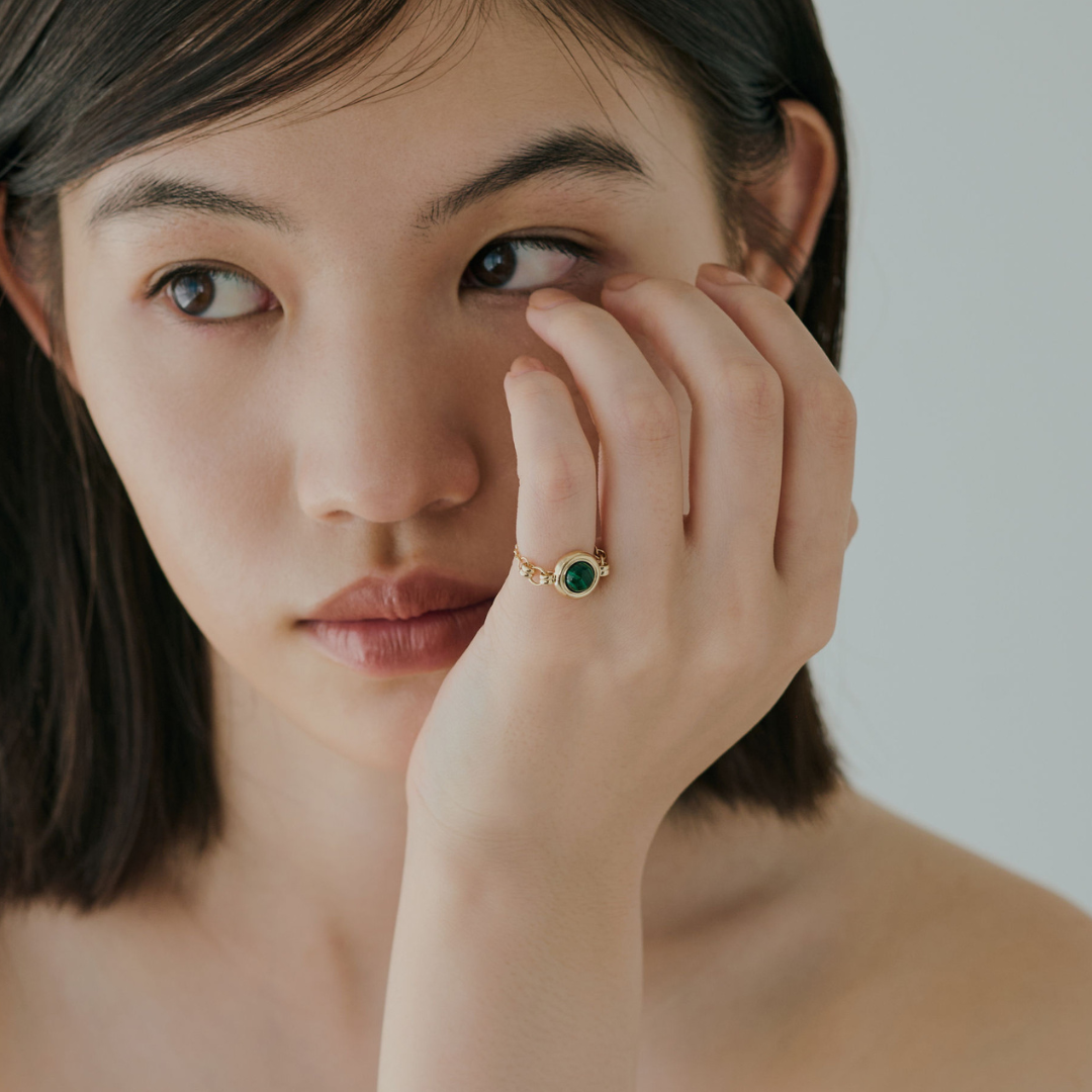 【glint】天然石チェーンフリーサイズリングφ6.0㎜ gold