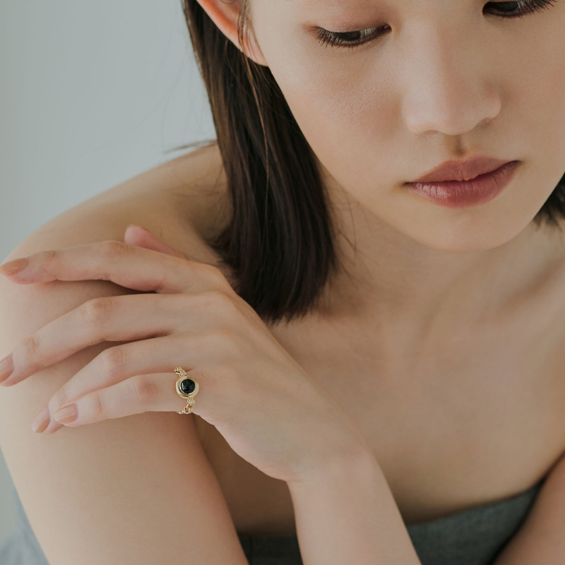 [Birthstone] [fav] Stone &amp; Pearl Ear Cuff Gold