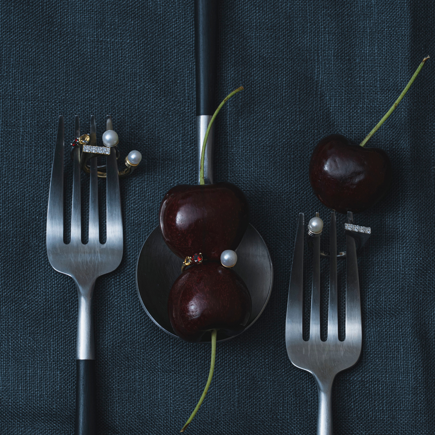 【Karin Takubo × h..】スクエアストーンメランジュリング silver