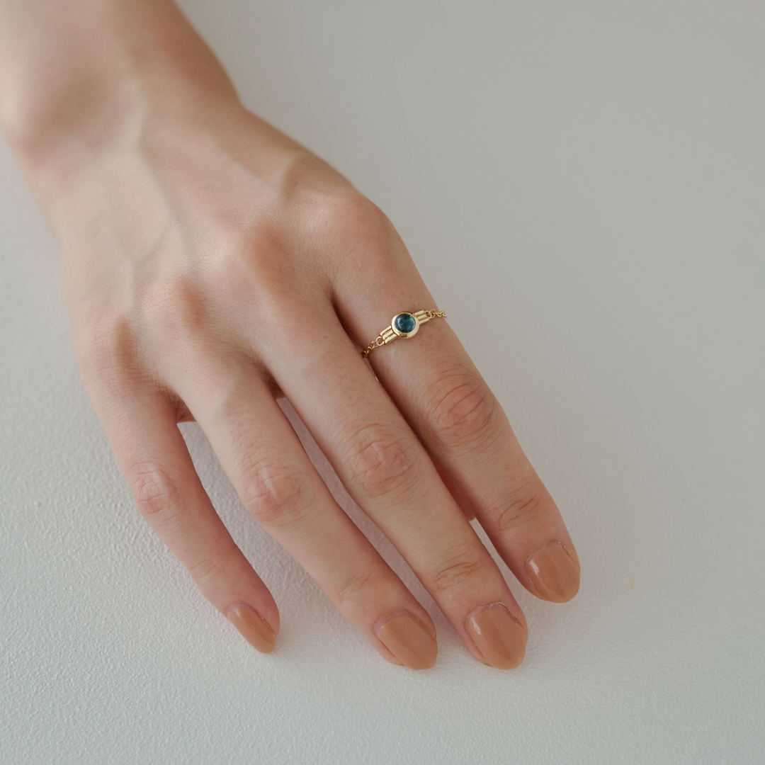 【glint】天然石チェーンフリーサイズリングφ4.0㎜ gold