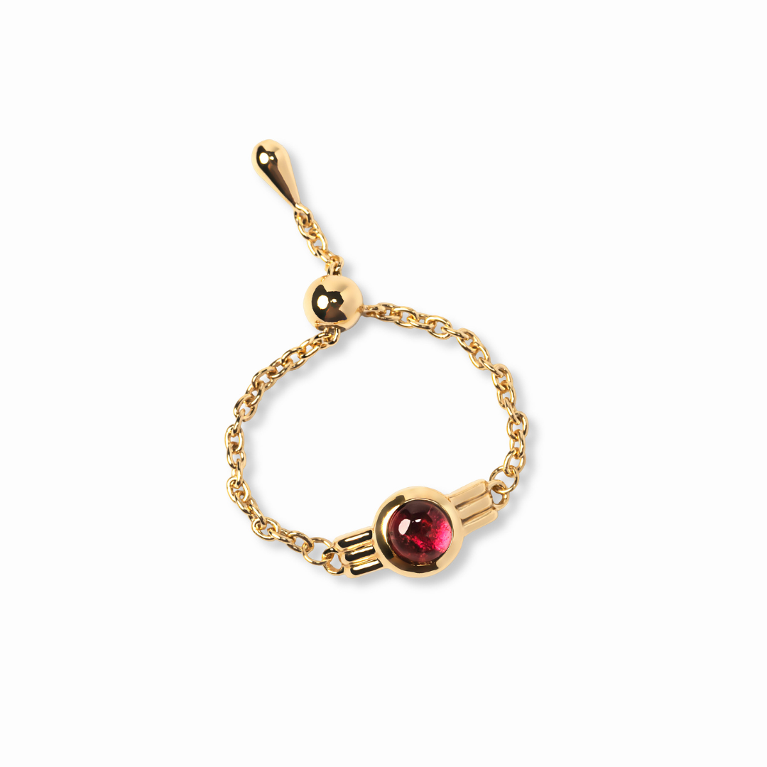 【glint】天然石チェーンフリーサイズリングφ4.0㎜ gold