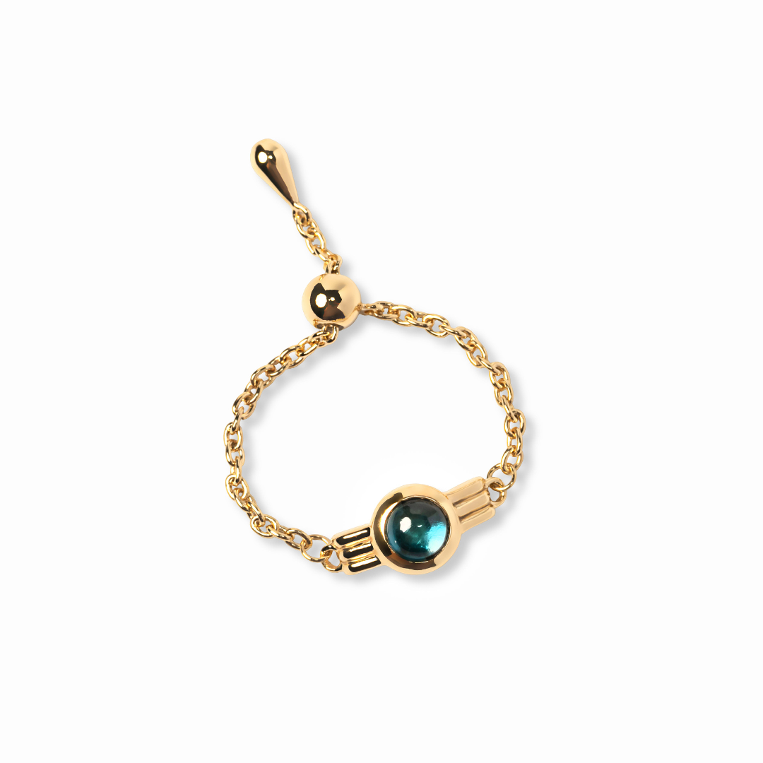 【glint】天然石チェーンフリーサイズリングφ4.0㎜ gold