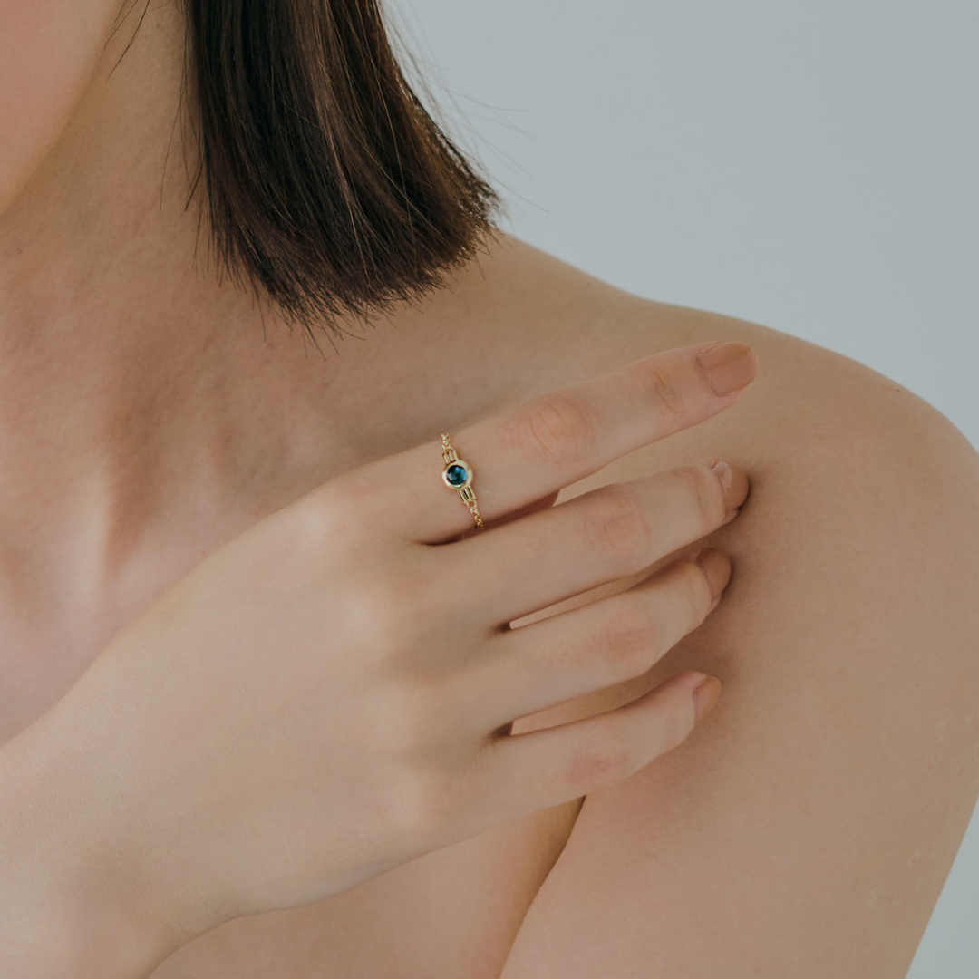 【glint】天然石チェーンフリーサイズリングφ4.0㎜ silver