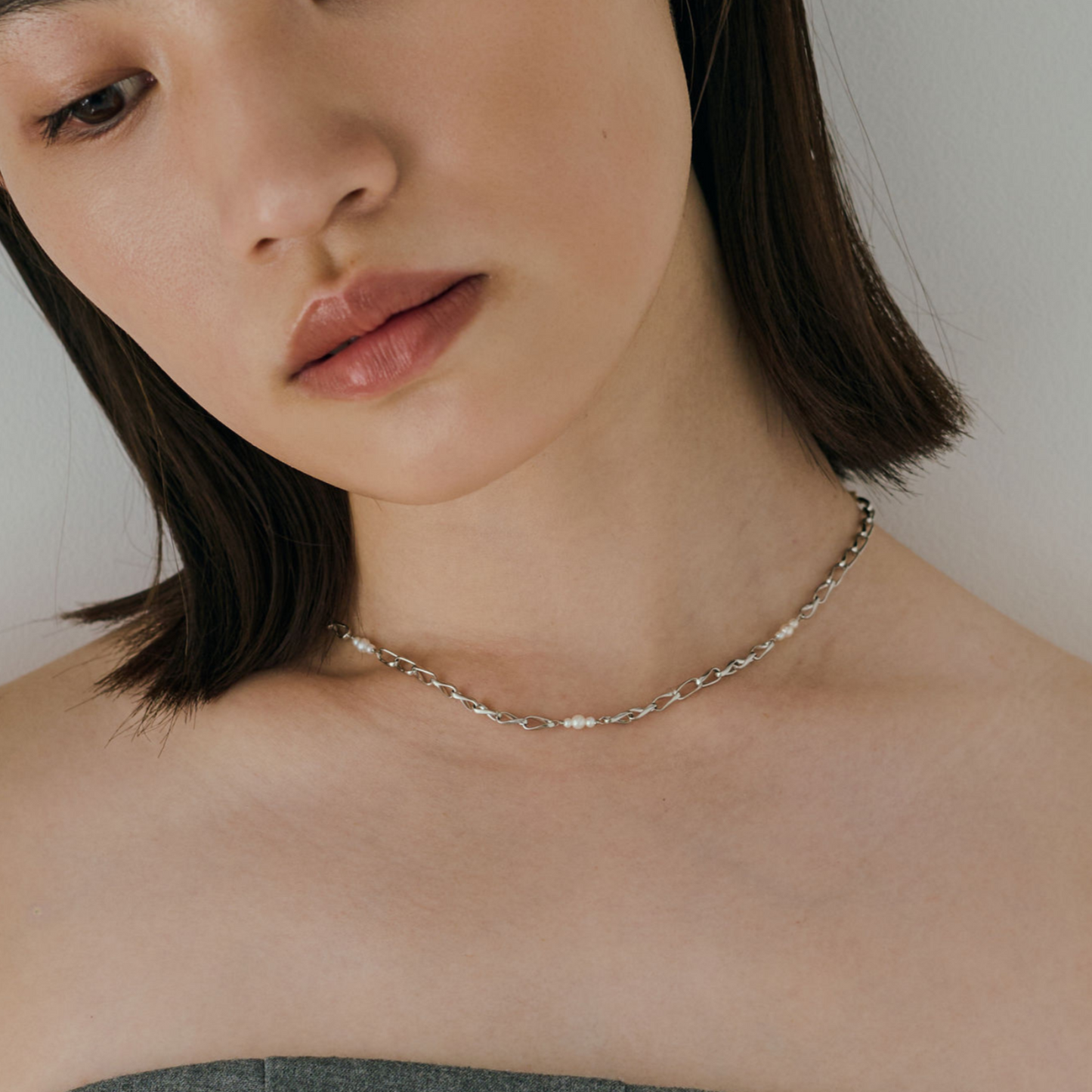 【anchor】ステーションパールチョーカー silver