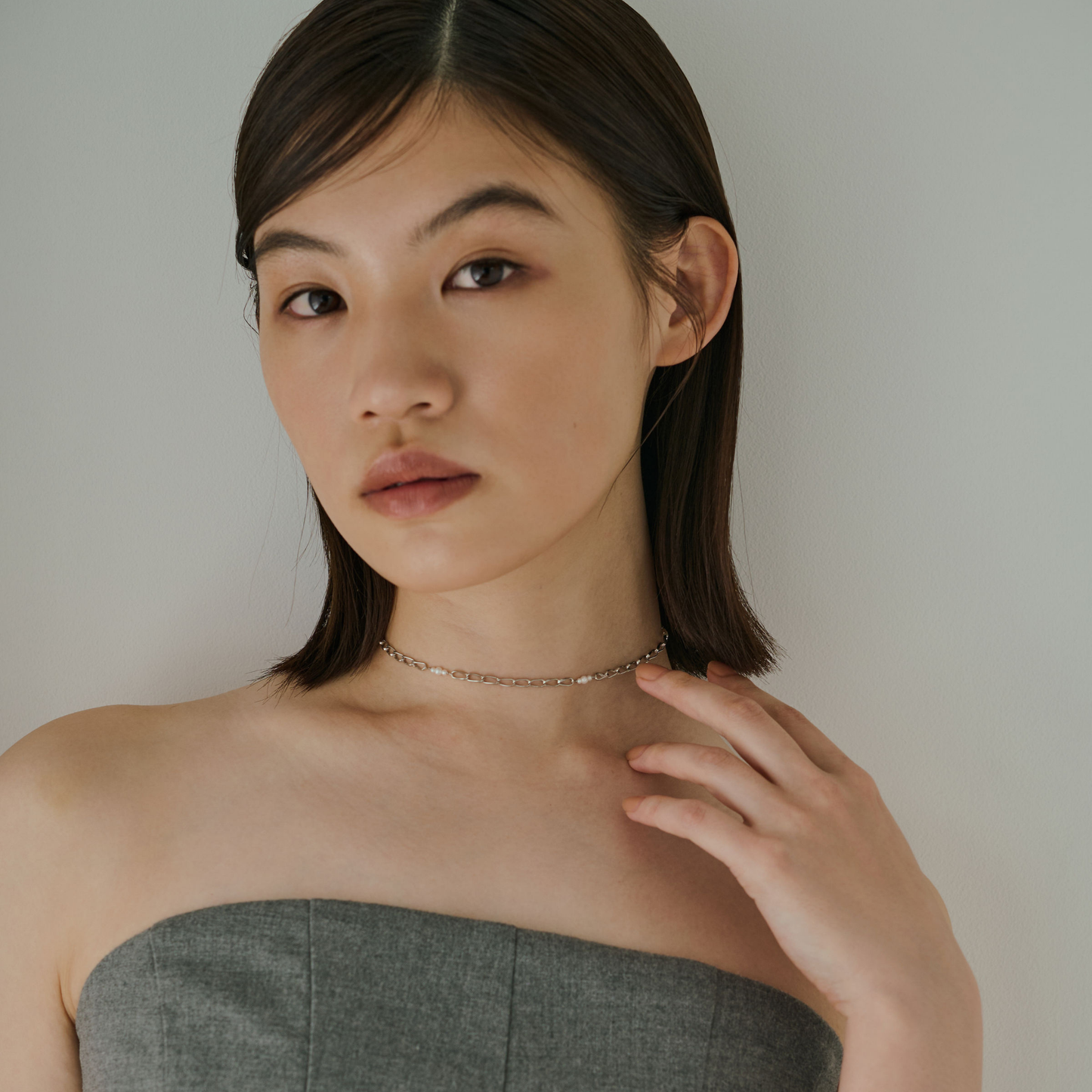 【anchor】ステーションパールチョーカー silver