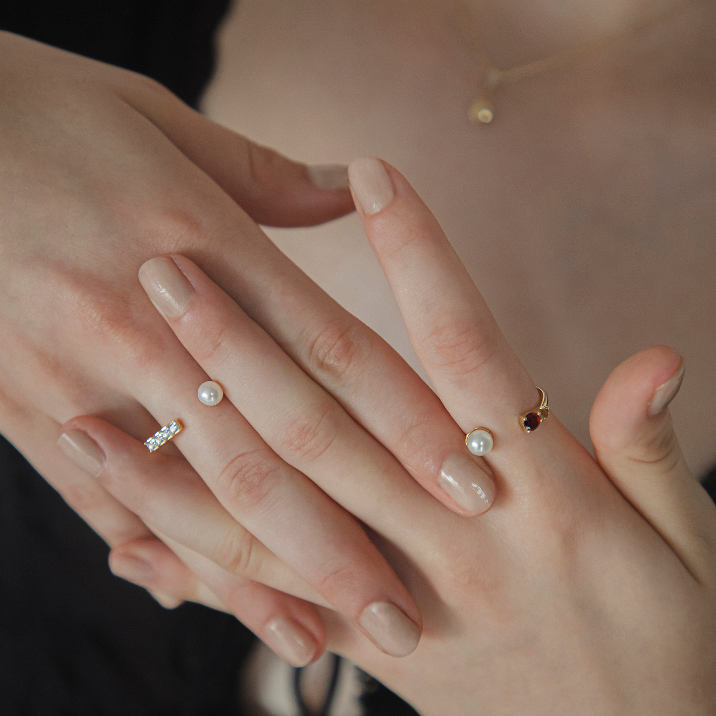 【Karin Takubo × h..】カラーストーンメランジュリング gold