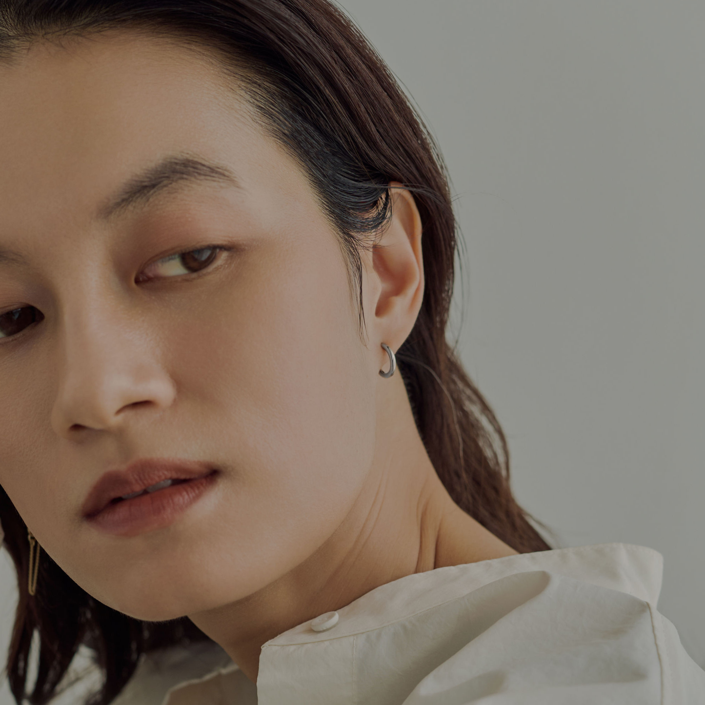 [hug] Simple hoop earrings, silver