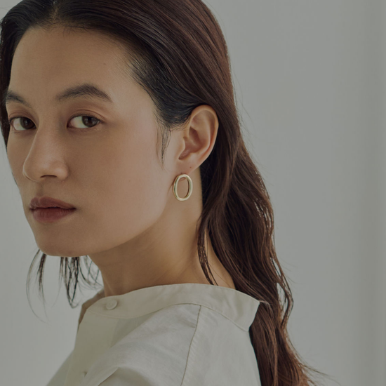 【haldom】オーバルサークルピアス gold