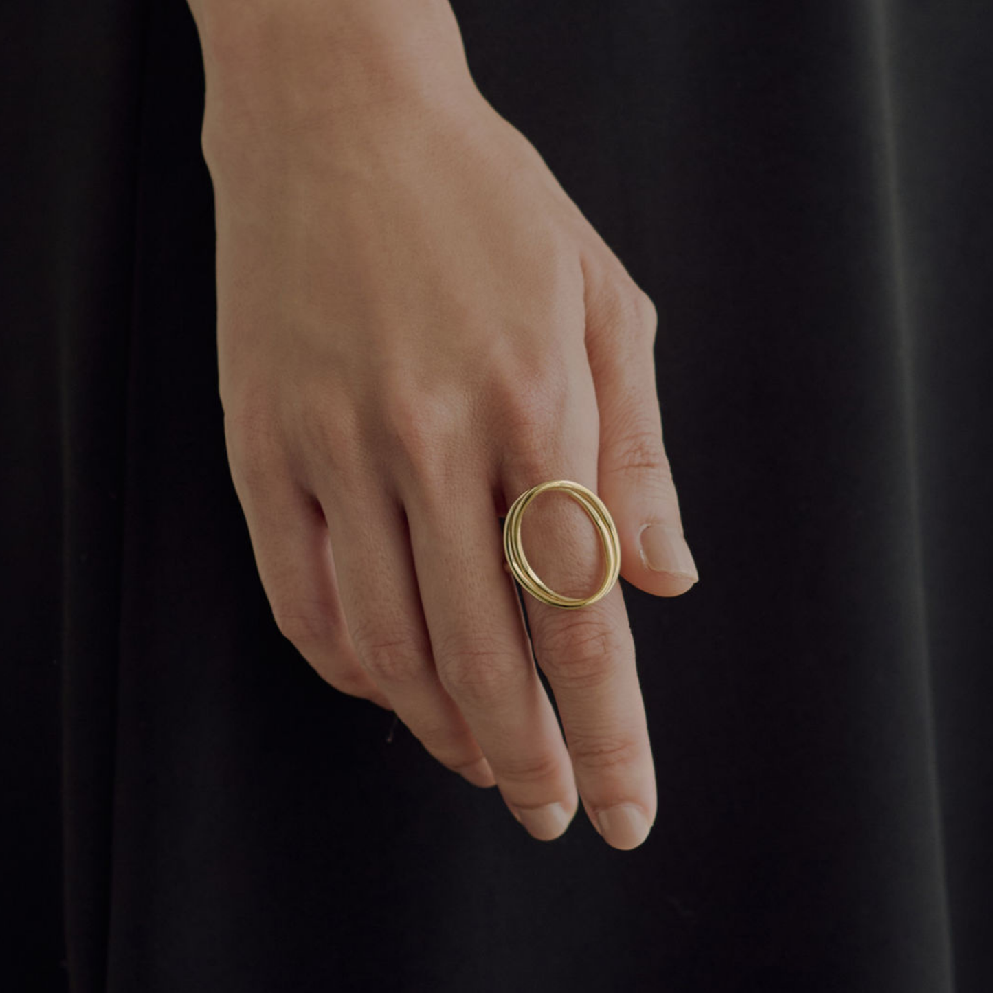 [harbinger] Oval double line ring gold