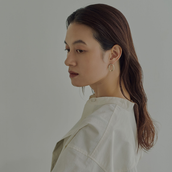 【haldom】オーバルサークルピアス gold