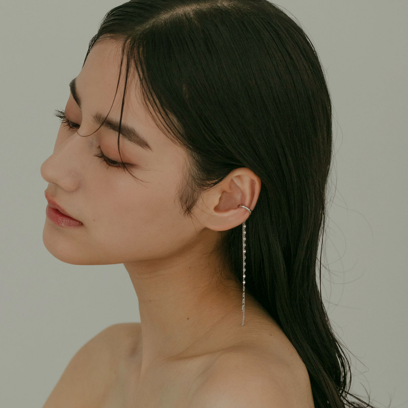 【link】ロングダブルチェーンイヤーカフ silver