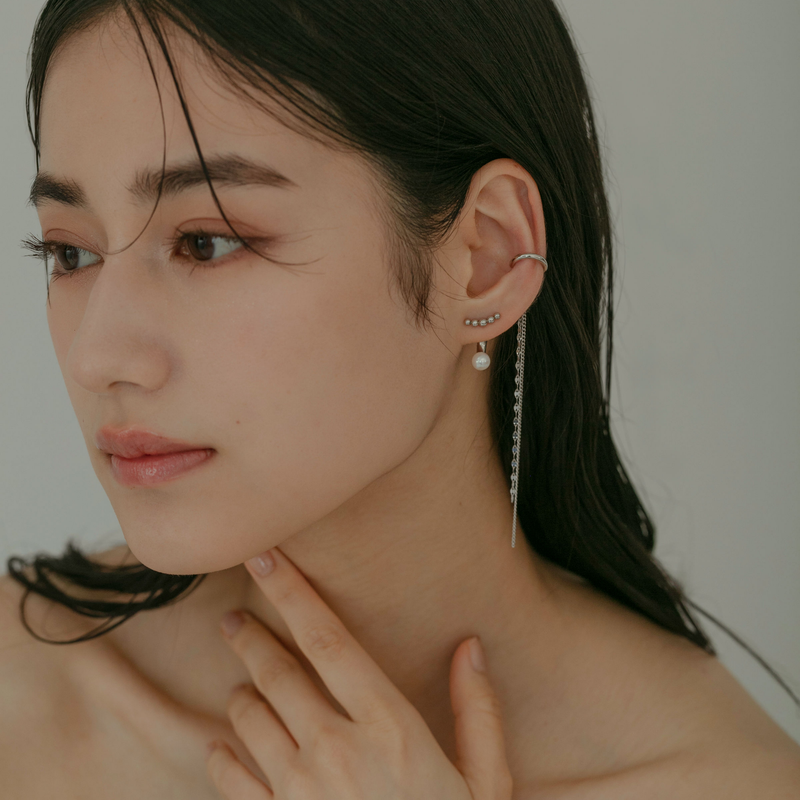 【link】ロングダブルチェーンイヤーカフ silver