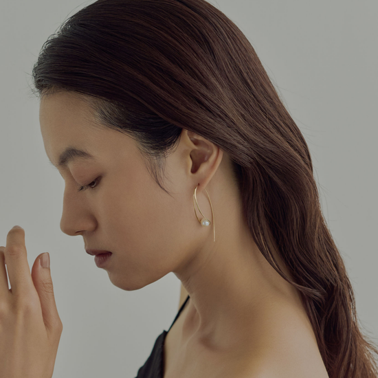 【history】パールカーブラインピアス gold