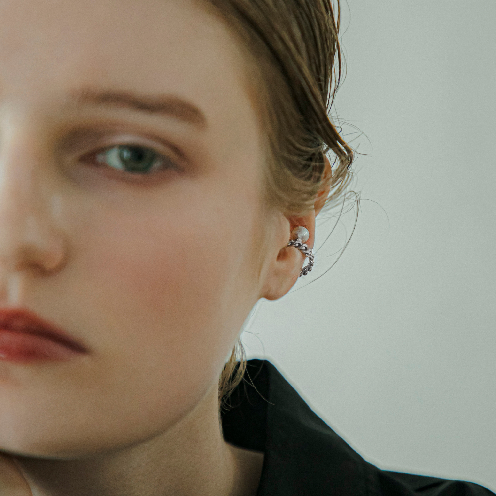 【link】カットチェーン＆パールイヤーカフ silver