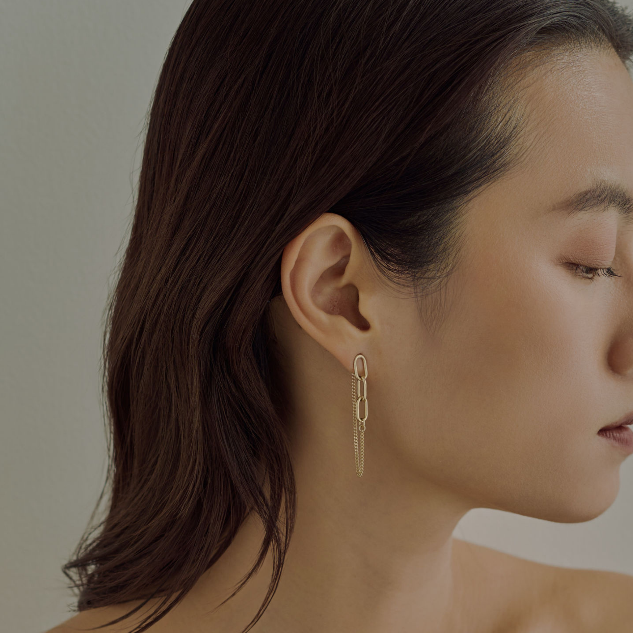 【link】クリップチェーンピアス gold