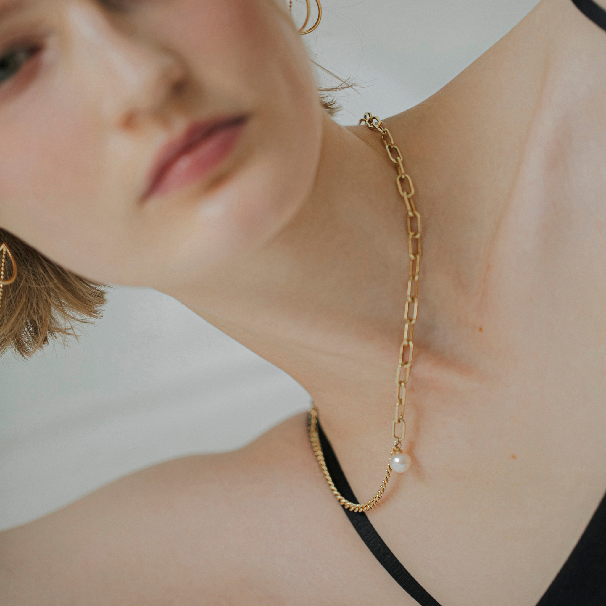 link】アシンメトリーチェーンチョーカーネックレス gold – h link】アシンメトリーチェーンチョーカーネックレス gold – h