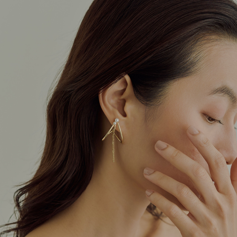 【link】クレセントチェーンイヤリング gold