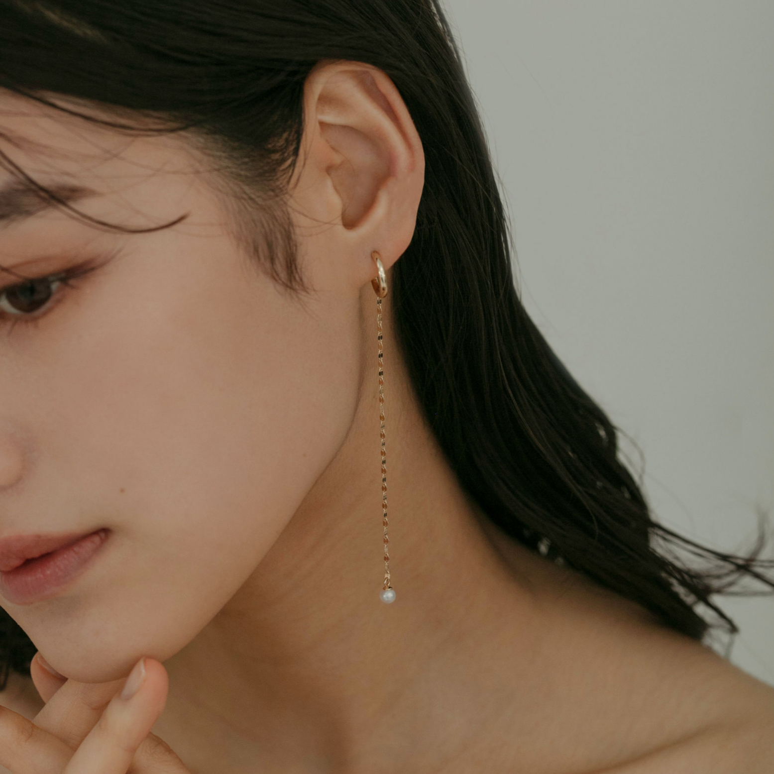 【link】プチパール＆エクレアチェーンピアス gold